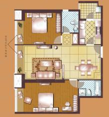 日月光解放碑1号2室2厅2卫户型图