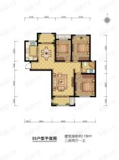 伟星金域华府D3户型图 3房2厅1卫户型图