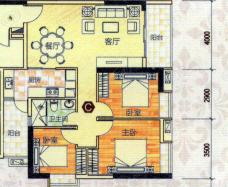 西湾阳光北座9-13层C户型3房户型图