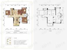 海赋长兴三期洺悦府3室2厅2卫户型图