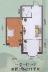 世众宏厦家园房型: 一房;  面积段: 62 －62 平方米;户型图