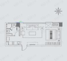 富力天贸广场1室1厅1卫户型图