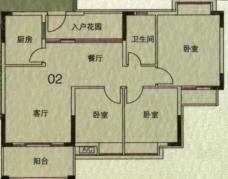大城云山3室2厅1卫户型图
