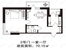 爱琴花园2号门，一室一厅户型图