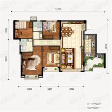 鸿通翡翠滨江3室2厅2卫户型图