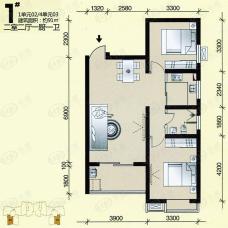 海棠花园1#1单元02/4单元03户型 两室两厅一厨一卫户型图