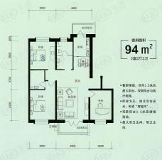 远大都市绿洲三房二厅二卫－94平方米(使用面积)-500套户型图