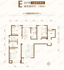 宝能城3室2厅2卫户型图