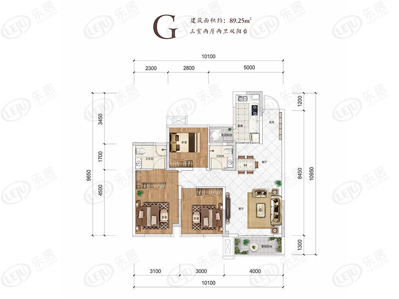 万景进园汇户型公布 户型面积72.45~98.7㎡ 起价约8000元/㎡