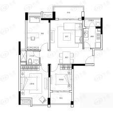 中海·紫藤苑3室2厅1卫户型图