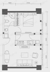 尊城国际1室1厅1卫户型图