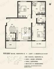 灞业大境尊贵显赫户型3室2厅1卫户型图