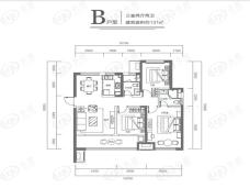 华发樱花湖3室2厅2卫户型图