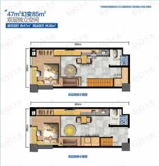 金辉MOMO公馆2室2厅2卫户型图