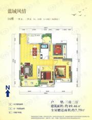 丽景名筑16栋01、02房89平米三房两厅户型图