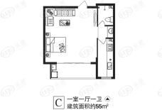 海通大厦1室1厅1卫户型图