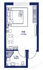 观澜宝邸B1户型一室一卫户型图