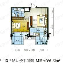 亿城嘉园房型: 一房;  面积段: 56 －56 平方米;
户型图