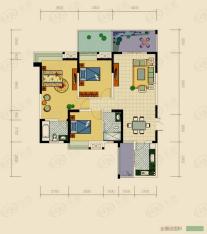 南阳盛世二期三批次MI-1户型（带露台）3室2厅2卫1厨户型图