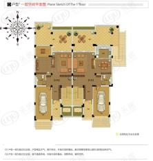 新湖·果岭D户型一层空间平面图户型图