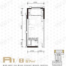 明城国际中心A1/8户型一室一卫户型图