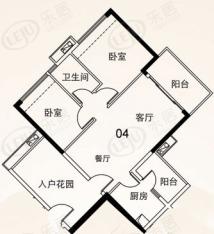 可逸家园1栋2层04单位两房两厅户型图