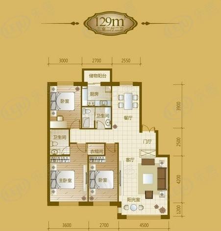 香山美墅户型一览 户型面积85~143.7㎡ 起价约3880元/㎡起