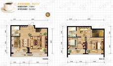 富达蓝山图为使用面积84.72平米户型户型图