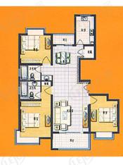 摩卡小城房型: 三房;  面积段: 110 －130 平方米;
户型图