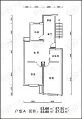 桥北新村三房93.66m2户型图