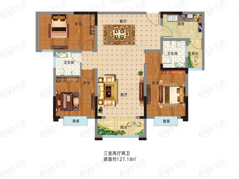 最全户型一览！新华宝创福园三居室约5850元/㎡