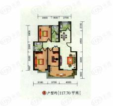 丽湾岛A4户型3室2厅2卫户型图