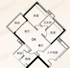 可逸家园4栋3-4，6-20，22-29层04单位两房两厅户型图