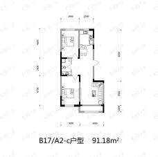 溪湖芳庭B14/A2-C户型 两室两厅一卫户型图