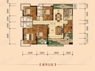 华海雅居荔晶新城C1-13A栋-户型，5房2厅3卫户型图