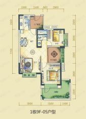 富通御岭公馆1栋9F-05户型 两房两厅一卫户型图