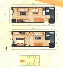 高巢1室2厅2卫户型图