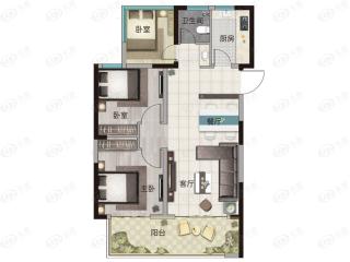 建投学府栖月82㎡户型户型图