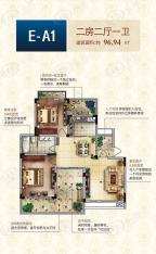 蓉湖山水三期翠庭洋房E-A1 建筑面积96.94平方米户型图