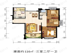 淄博恒大御澜庭3室2厅1卫户型图