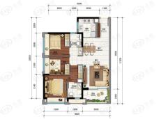 新城金樾公馆3室2厅2卫户型图