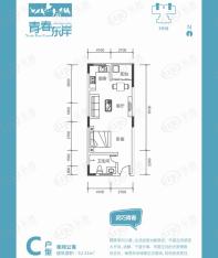 青春东岸C户型单间公寓户型图