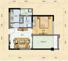 邑品天都1室1厅1卫户型图
