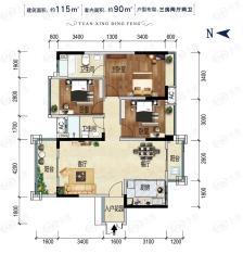 团星鼎峰B1/2 02单位户型图