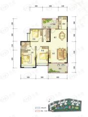 城市山麓3期2栋03户型三房两厅两卫130.05平米户型图