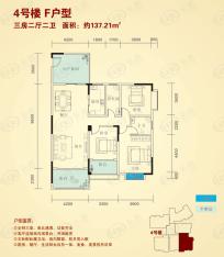 资江明珠4号楼F户型户型图