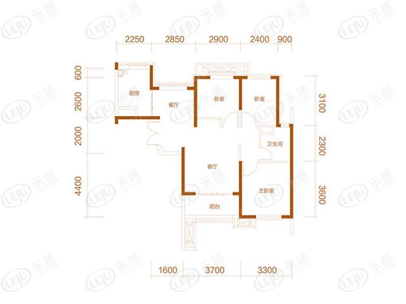 京北恒大国际文化城三居室户型公布 户型面积90.19~103.3㎡