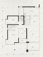 荣超侨香诺园三房两厅二卫126.0平米户型图