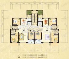香江东湖印象3室2厅2卫户型图