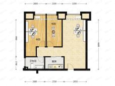 德商蜜柚2室1厅1卫户型图
